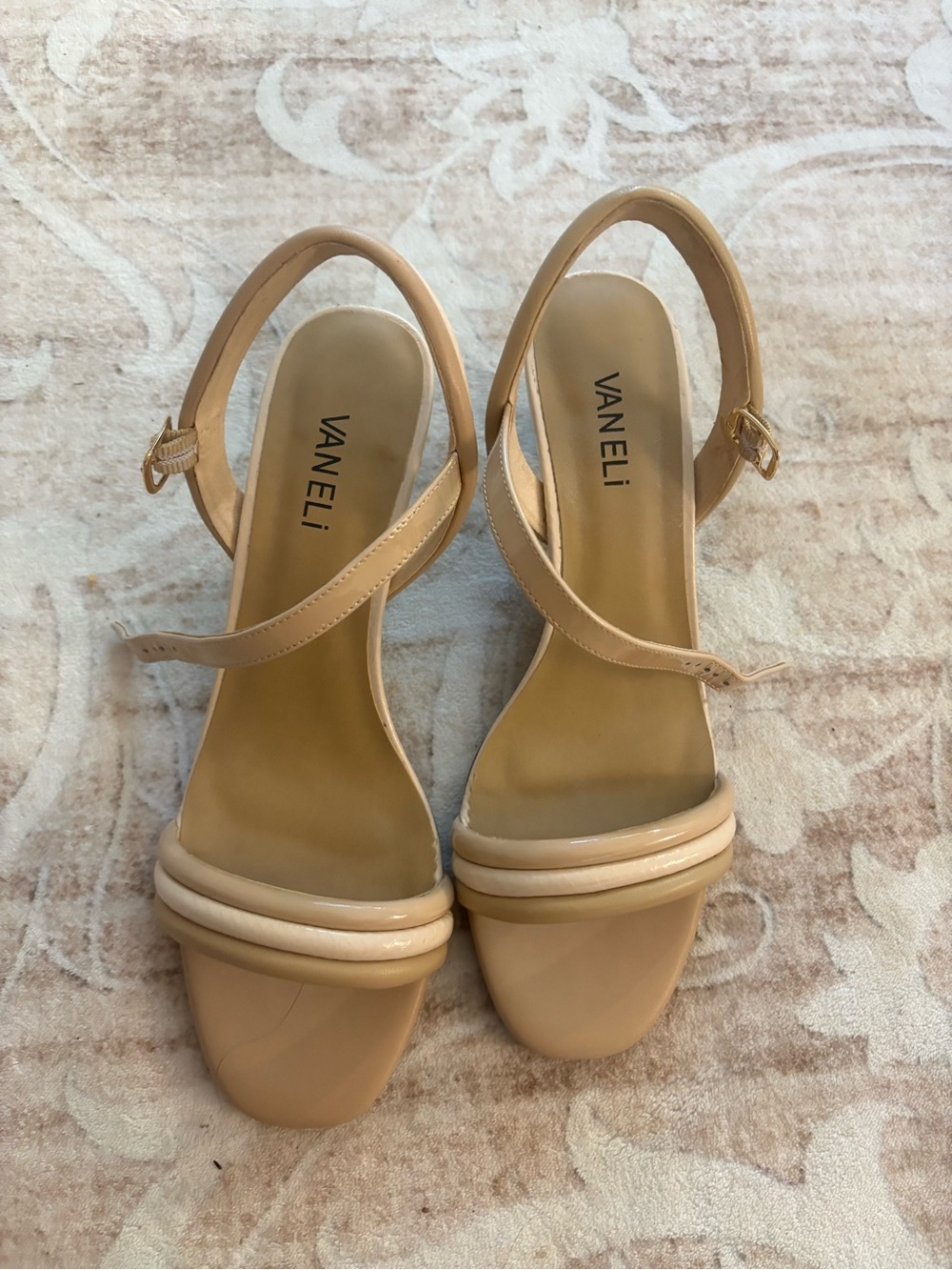 Vaneli Beige Strappy Heels Nude Size 9.5